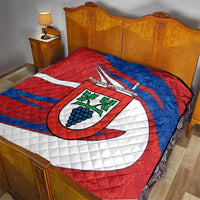 Busingen am Hochrhein Germany Quilt with Grape Crest Design and Red Blue Wine Theme - Wonder Print Shop