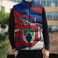 Busingen am Hochrhein Germany Sleeveless Puffer Jacket with Grape Crest Design and Red Blue Wine Theme - Wonder Print Shop