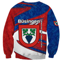 Busingen am Hochrhein Germany Sweatshirt with Grape Crest Design and Red Blue Wine Theme - Wonder Print Shop