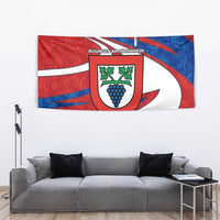 Busingen am Hochrhein Germany Tapestry with Grape Crest Design and Red Blue Wine Theme - Wonder Print Shop