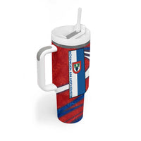 Busingen am Hochrhein Germany Tumbler With Handle with Grape Crest Design and Red Blue Wine Theme - Wonder Print Shop