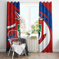 Busingen am Hochrhein Germany Window Curtain with Grape Crest Design and Red Blue Wine Theme - Wonder Print Shop