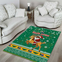South Africa Christmas Area Rug Santa Reindeer and Africa Map - Wonder Print Shop