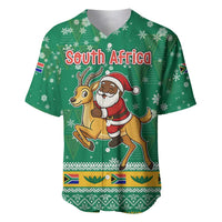 South Africa Christmas Baseball Jersey Santa Reindeer and Africa Map - Wonder Print Shop