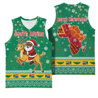 South Africa Christmas Basketball Jersey Santa Reindeer and Africa Map - Wonder Print Shop