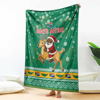 South Africa Christmas Blanket Santa Reindeer and Africa Map - Wonder Print Shop