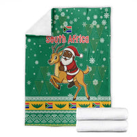South Africa Christmas Blanket Santa Reindeer and Africa Map - Wonder Print Shop
