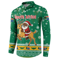 South Africa Christmas Button Sweatshirt Santa Reindeer and Africa Map - Wonder Print Shop