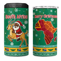 South Africa Christmas 4 in 1 Can Cooler Tumbler Santa Reindeer and Africa Map - Wonder Print Shop