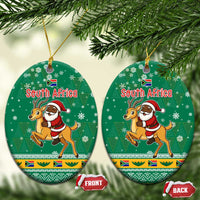 South Africa Christmas Ceramic Ornament Santa Reindeer and Africa Map - Wonder Print Shop