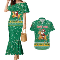 South Africa Christmas Couples Matching Mermaid Dress and Hawaiian Shirt Santa Reindeer and Africa Map - Wonder Print Shop