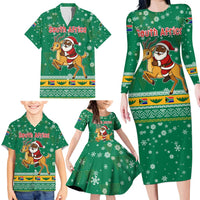 South Africa Christmas Family Matching Long Sleeve Bodycon Dress and Hawaiian Shirt Santa Reindeer and Africa Map - Wonder Print Shop