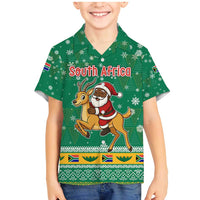 South Africa Christmas Family Matching Mermaid Dress and Hawaiian Shirt Santa Reindeer and Africa Map - Wonder Print Shop