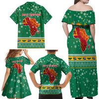South Africa Christmas Family Matching Off Shoulder Maxi Dress and Hawaiian Shirt Santa Reindeer and Africa Map - Wonder Print Shop