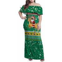 South Africa Christmas Family Matching Off Shoulder Maxi Dress and Hawaiian Shirt Santa Reindeer and Africa Map - Wonder Print Shop