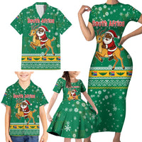 South Africa Christmas Family Matching Short Sleeve Bodycon Dress and Hawaiian Shirt Santa Reindeer and Africa Map - Wonder Print Shop