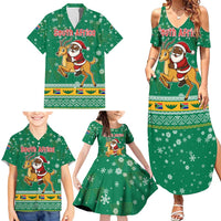 South Africa Christmas Family Matching Summer Maxi Dress and Hawaiian Shirt Santa Reindeer and Africa Map - Wonder Print Shop