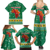 South Africa Christmas Family Matching Summer Maxi Dress and Hawaiian Shirt Santa Reindeer and Africa Map - Wonder Print Shop