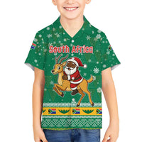 South Africa Christmas Hawaiian Shirt Santa Reindeer and Africa Map - Wonder Print Shop