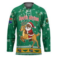 South Africa Christmas Hockey Jersey Santa Reindeer and Africa Map - Wonder Print Shop