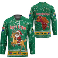 South Africa Christmas Hockey Jersey Santa Reindeer and Africa Map - Wonder Print Shop
