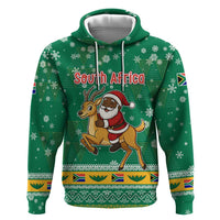 South Africa Christmas Hoodie Santa Reindeer and Africa Map - Wonder Print Shop