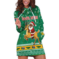 South Africa Christmas Hoodie Dress Santa Reindeer and Africa Map - Wonder Print Shop