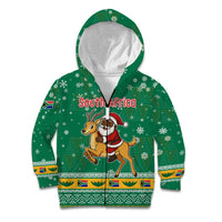 South Africa Christmas Kid Hoodie Santa Reindeer and Africa Map - Wonder Print Shop
