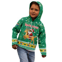 South Africa Christmas Kid Hoodie Santa Reindeer and Africa Map - Wonder Print Shop