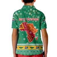 South Africa Christmas Kid Polo Shirt Santa Reindeer and Africa Map - Wonder Print Shop