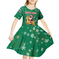 South Africa Christmas Kid Short Sleeve Dress Santa Reindeer and Africa Map - Wonder Print Shop