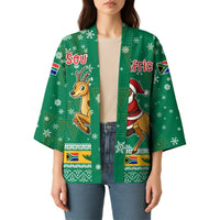 South Africa Christmas Kimono Santa Reindeer and Africa Map - Wonder Print Shop