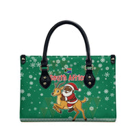 South Africa Christmas Leather Bag Santa Reindeer and Africa Map - Wonder Print Shop