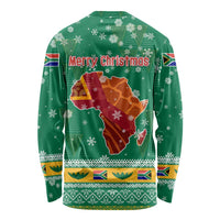 South Africa Christmas Long Sleeve Shirt Santa Reindeer and Africa Map - Wonder Print Shop