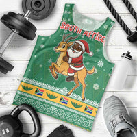 South Africa Christmas Men Tank Top Santa Reindeer and Africa Map - Wonder Print Shop