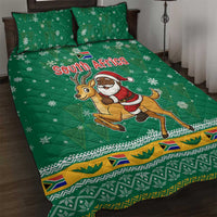 South Africa Christmas Quilt Bed Set Santa Reindeer and Africa Map - Wonder Print Shop
