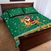 South Africa Christmas Quilt Bed Set Santa Reindeer and Africa Map - Wonder Print Shop