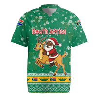 South Africa Christmas Rugby Jersey Santa Reindeer and Africa Map - Wonder Print Shop