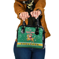 South Africa Christmas Shoulder Handbag Santa Reindeer and Africa Map - Wonder Print Shop