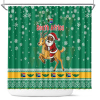 South Africa Christmas Shower Curtain Santa Reindeer and Africa Map - Wonder Print Shop