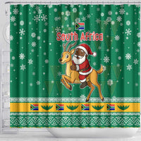 South Africa Christmas Shower Curtain Santa Reindeer and Africa Map - Wonder Print Shop