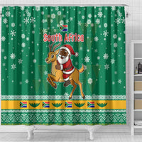 South Africa Christmas Shower Curtain Santa Reindeer and Africa Map - Wonder Print Shop