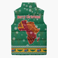 South Africa Christmas Sleeveless Puffer Jacket Santa Reindeer and Africa Map - Wonder Print Shop
