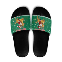 South Africa Christmas Slide Sandals Santa Reindeer and Africa Map - Wonder Print Shop