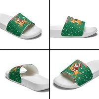 South Africa Christmas Slide Sandals Santa Reindeer and Africa Map - Wonder Print Shop