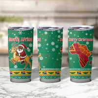 South Africa Christmas Tumbler Cup Santa Reindeer and Africa Map - Wonder Print Shop