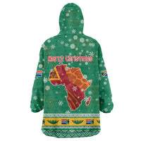 South Africa Christmas Wearable Blanket Hoodie Santa Reindeer and Africa Map - Wonder Print Shop