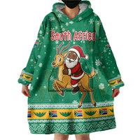 South Africa Christmas Wearable Blanket Hoodie Santa Reindeer and Africa Map - Wonder Print Shop