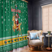 South Africa Christmas Window Curtain Santa Reindeer and Africa Map - Wonder Print Shop