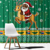 South Africa Christmas Window Curtain Santa Reindeer and Africa Map - Wonder Print Shop
